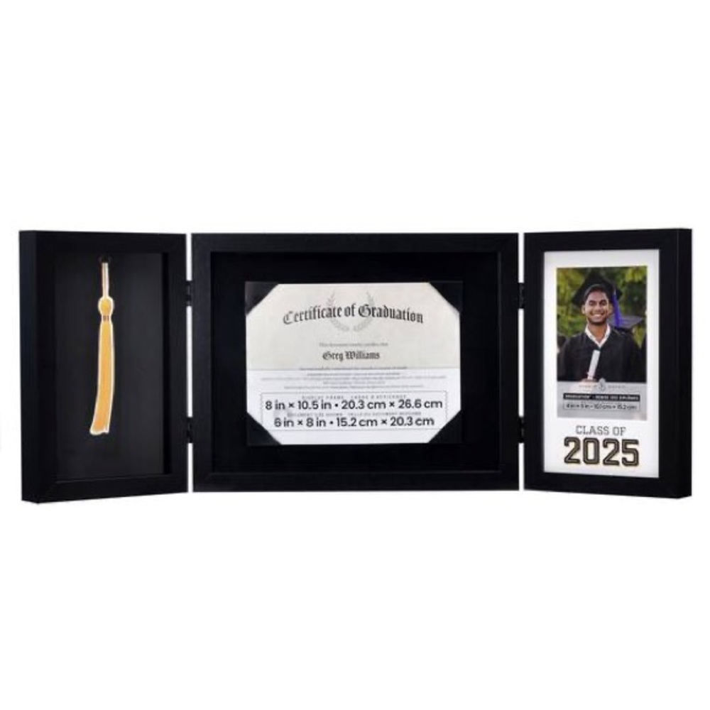 🆕 Black Graduation 3 Opening Hinged Display Frame Class of 2025 by Studio Decor